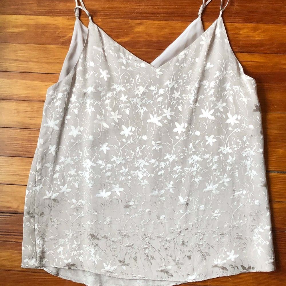 Calvin Klein silk cami, champagne with flower details, size M